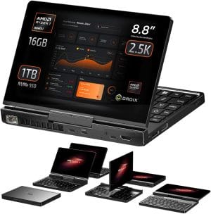 Pocket 4: Mini Laptop with AMD Ryzen 7 8840U CPU, Radeon 780M GPU, 16GB LPDDR5X RAM, 1TB PCIe Gen4 SSD, 8.8 Inch 2.5K 144Hz Display, Wi-Fi 6E, Bluetooth 5.3, Modular AI Handheld PC